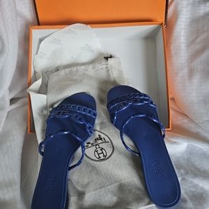 Hermès Paris Blue Jelly Sandals • Italy